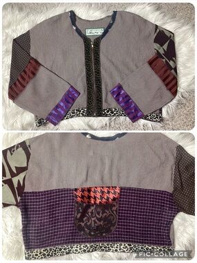 Nothing Matches Artsy Jacket Mixed Media Oversized Med